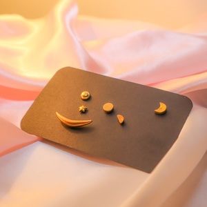 Starry sky brass stud earring set NWT
